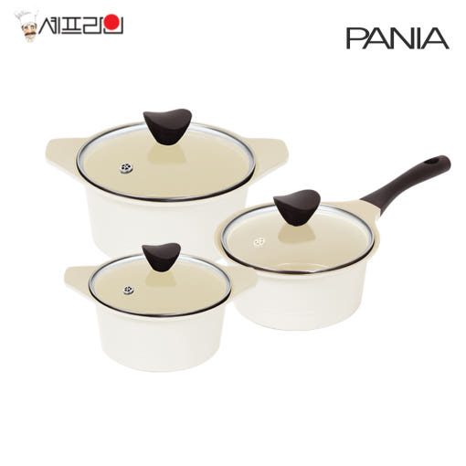 셰프라인 페니아(pania) 인덕션 IH 크림세라믹냄비 3종세트 (18편수+16양수+24양수)